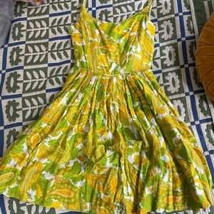 Vintage Chartreuse Paisley Dress